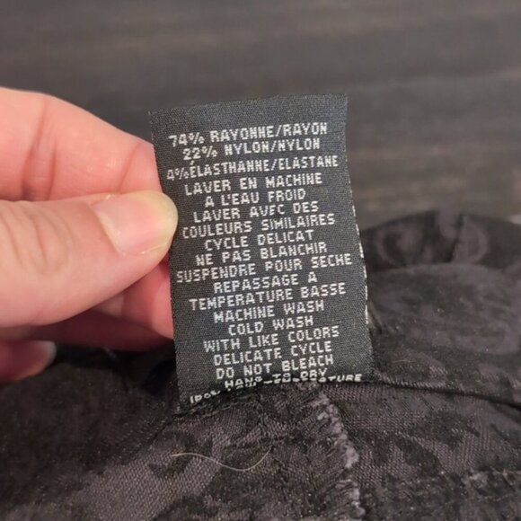 Simon Chang Denim Slim Straight Trouser Pants Stretch Black Jacquard Size 8 - Picture 12 of 13